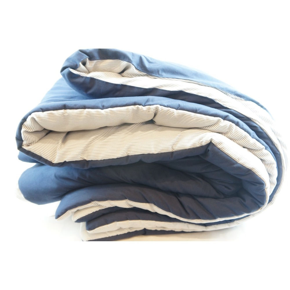 Brooks Brothers Comforter Queen Navy Reversible Ticking Stripe + 2 Pillow Shams
